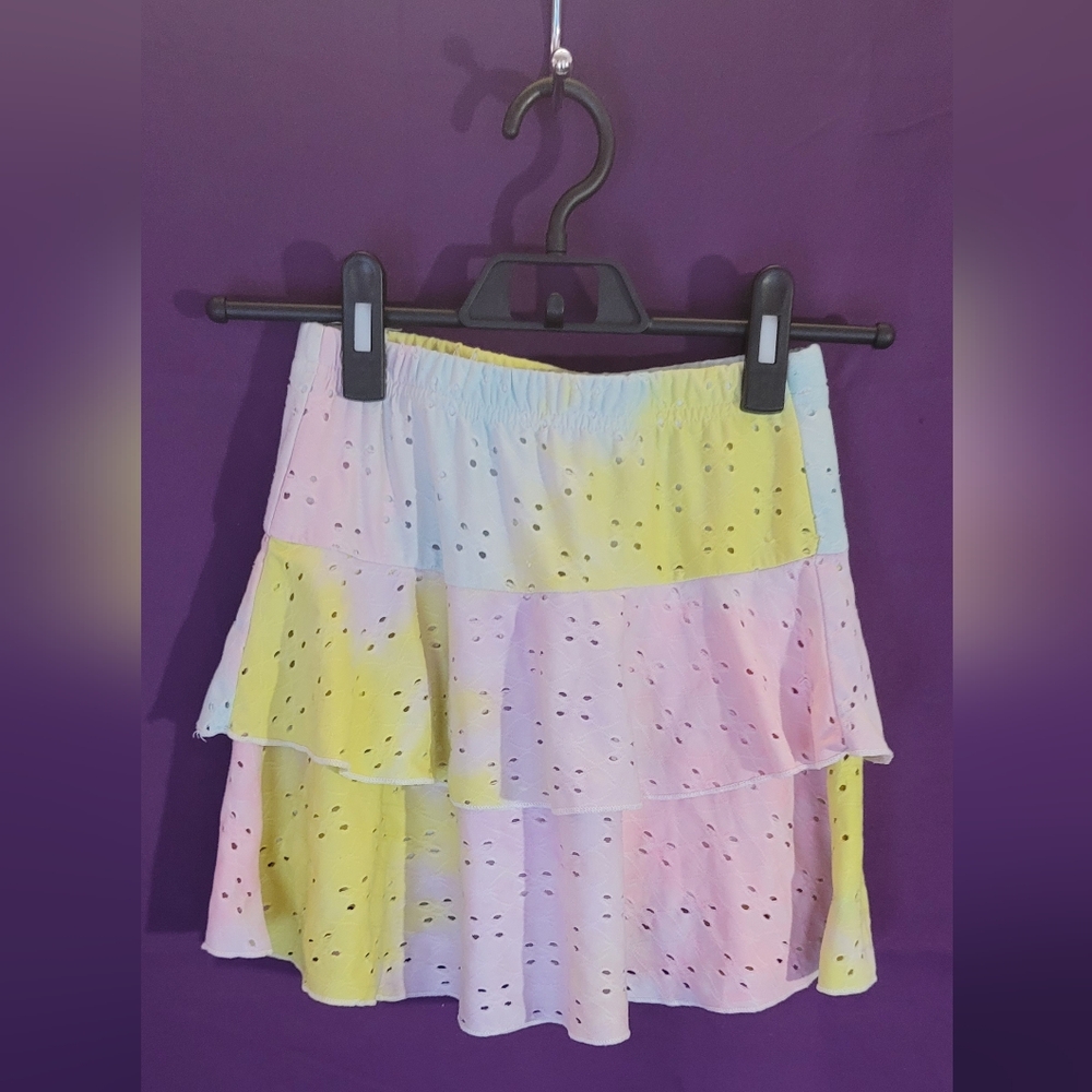 SHEIN Multicolor Eyelet Tiered Skirt